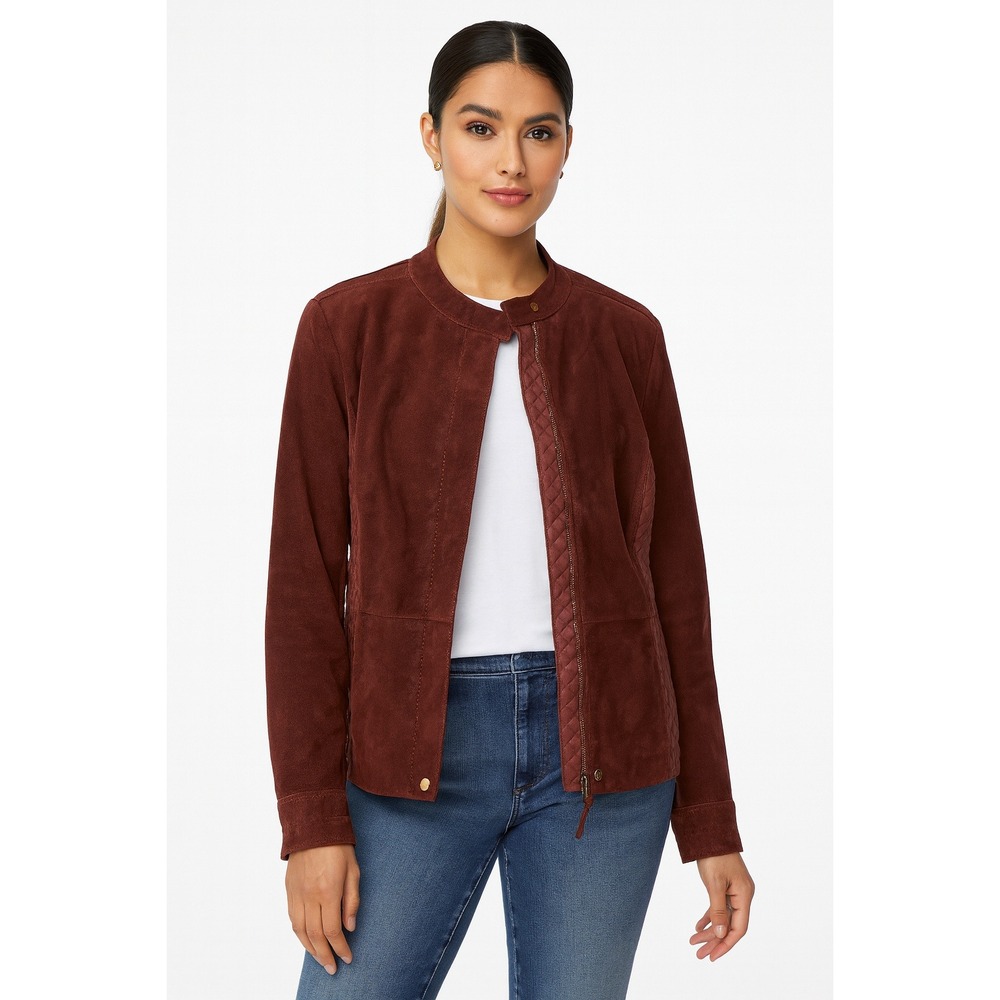 Isaac Mizrahi Live!‎ Size 10 Faux Suede Quilted Panel Jacket (E356)